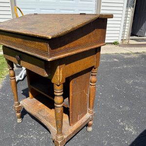 U4RMnVIR_7.jpg Antique Pine Secretary Hotel Teachers Lecture Desk Clerk's Desk Table
