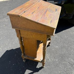 U4RMnVIR_8.jpg Antique Pine Secretary Hotel Teachers Lecture Desk Clerk's Desk Table
