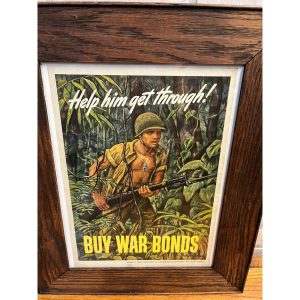 1944 Help Him Get Through Buy War Bonds Poster Schnakenberg Abbott Laboratories