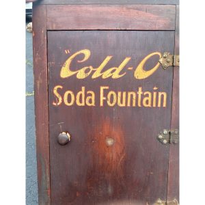 XKgRtQWW_13.jpg Vintage Early 1900s "Cold-O" Soda Fountain Wooden Cabinet Advertising Store Display