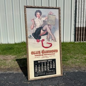 Vintage 1963 Ollie Hammond Restaurant Advertising Calendar Sign Elvgren Pinup