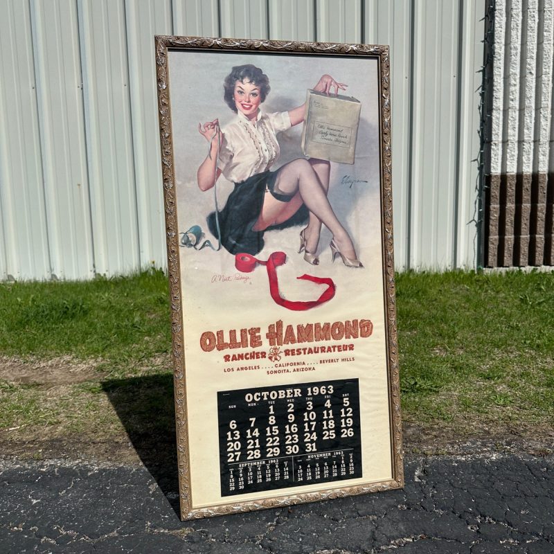 Vintage 1963 Ollie Hammond Restaurant Advertising Calendar Sign Elvgren Pinup