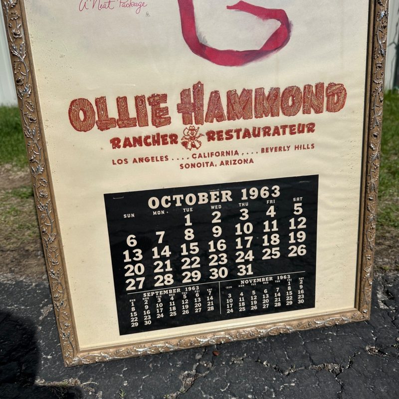 Vintage 1963 Ollie Hammond Restaurant Advertising Calendar Sign Elvgren Pinup