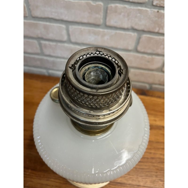 Aladdin Queen White Moonstone Oil Lamp w/ NuType Model B Burner