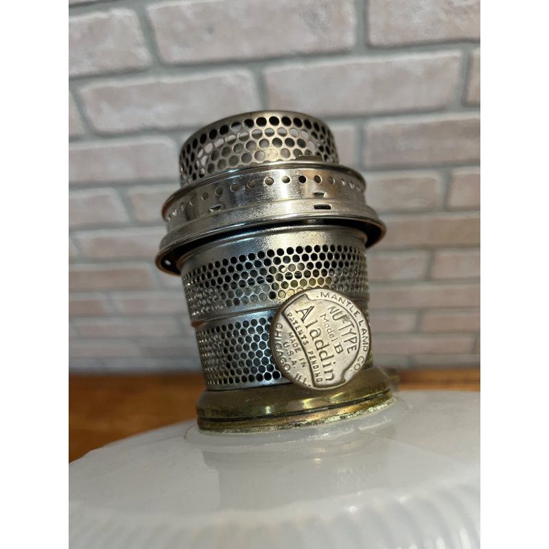 Aladdin Queen White Moonstone Oil Lamp w/ NuType Model B Burner