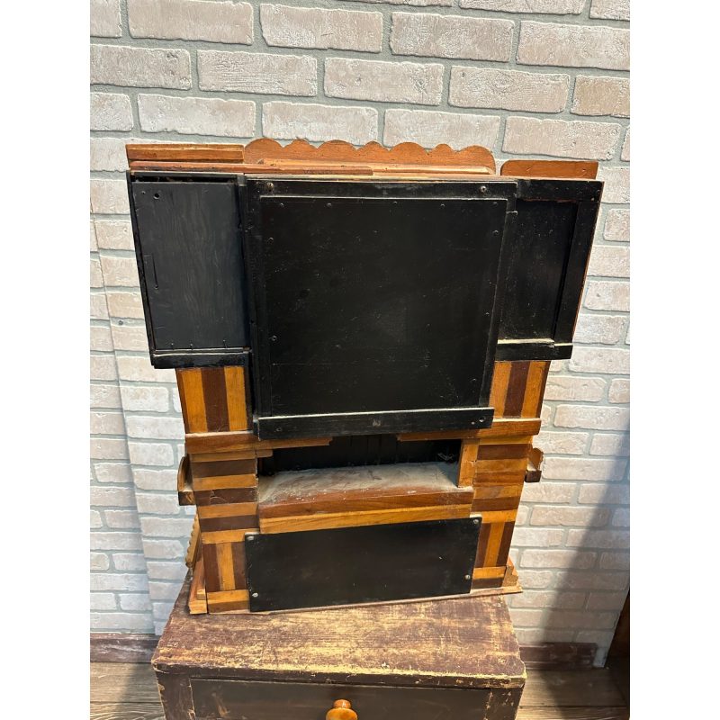 Vintage 1950s Tramp Art / Folk Art Large Ornate Clock w/ Mirrors