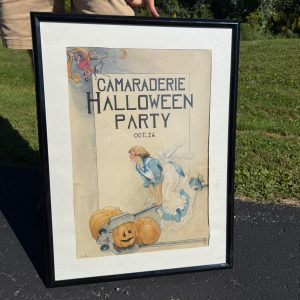 cnfZ1lHa_0.jpg Original 1930s Halloween Party Poster Artist Signed Antique Watercoloring Artwork