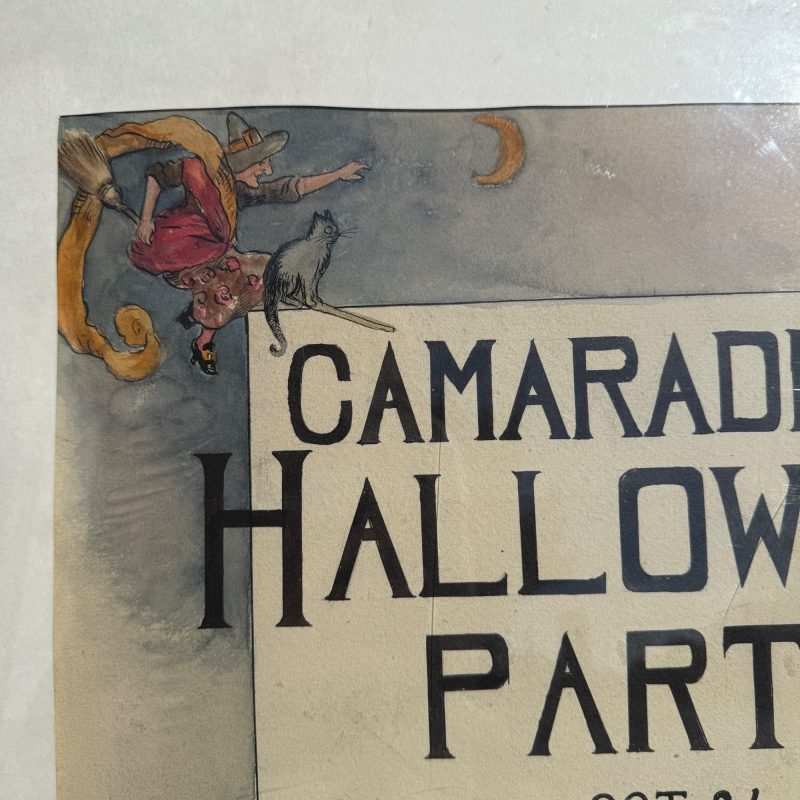 cnfZ1lHa_1.jpg Original 1930s Halloween Party Poster Artist Signed Antique Watercoloring Artwork