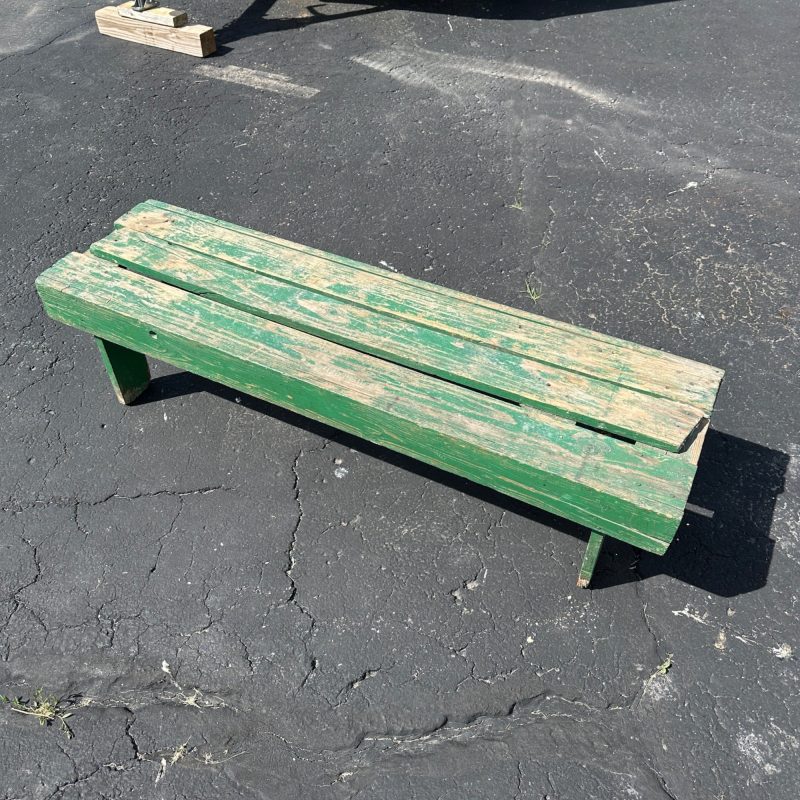 Antique Primitive Green Paint Wooden Bench Plant Stand Farmhouse Decor