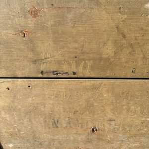 Antique Large Primitive Trunk Chest Gray Off-White Coffee Table Immigrant