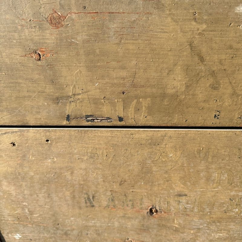 Antique Large Primitive Trunk Chest Gray Off-White Coffee Table Immigrant