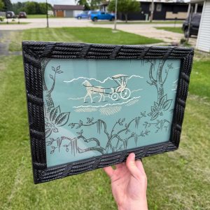 Vintage Black Thick Wood Woven Rope Pattern Art Picture Frame