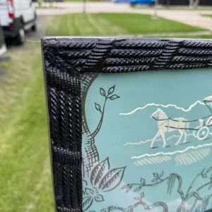 Vintage Black Thick Wood Woven Rope Pattern Art Picture Frame