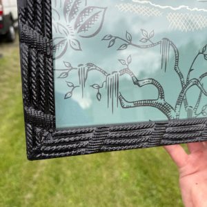 Vintage Black Thick Wood Woven Rope Pattern Art Picture Frame