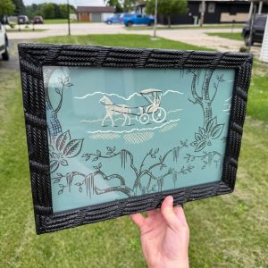 Vintage Black Thick Wood Woven Rope Pattern Art Picture Frame