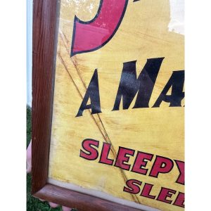 Original Sleepy Eye Flour Paper Litho Framed Sign Advertising Native American