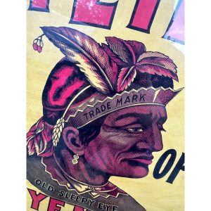 Original Sleepy Eye Flour Paper Litho Framed Sign Advertising Native American