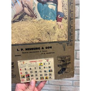 Vintage Neuburg General Store Tavern Nenno Wisconsin 1953 Adv. Calendar Sign
