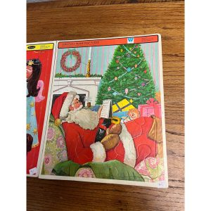 Vintage Whitman Christmas Frame Tray Puzzle Santa Angel Kids Dog No. 4424