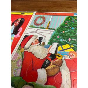 Vintage Whitman Christmas Frame Tray Puzzle Santa Angel Kids Dog No. 4424