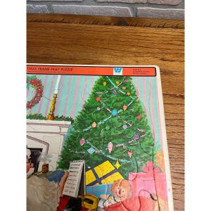 Vintage Whitman Christmas Frame Tray Puzzle Santa Angel Kids Dog No. 4424