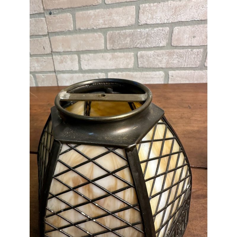 Rare Vintage 1920s HANDEL Signed Trellis Rose Glass Shade Desk Lamp