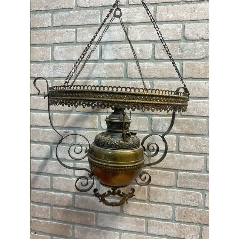 fb2FJHMa_12.jpg RARE Antique Victorian Blue Opalescent Shade Hanging Bradley Hubbard Oil Lamp