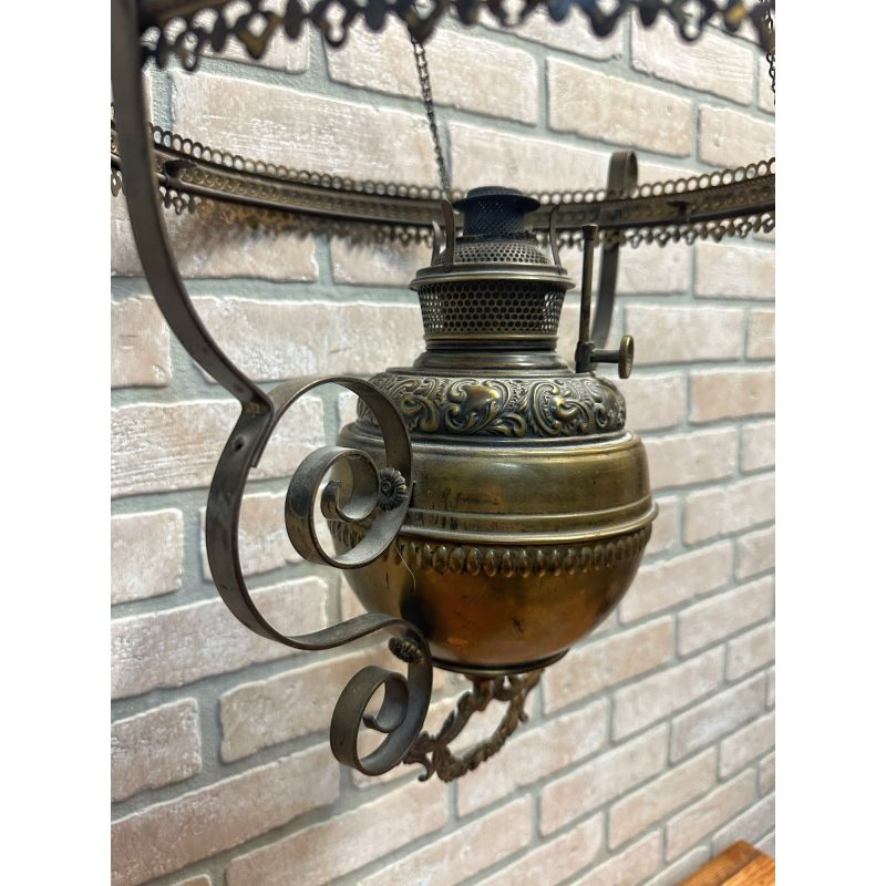 fb2FJHMa_13.jpg RARE Antique Victorian Blue Opalescent Shade Hanging Bradley Hubbard Oil Lamp