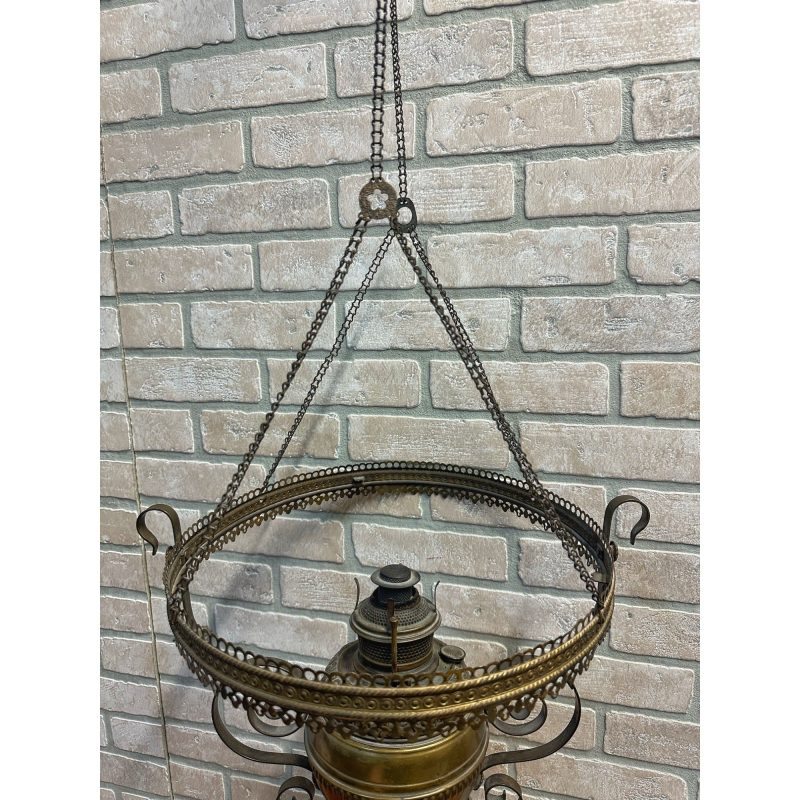 fb2FJHMa_15.jpg RARE Antique Victorian Blue Opalescent Shade Hanging Bradley Hubbard Oil Lamp