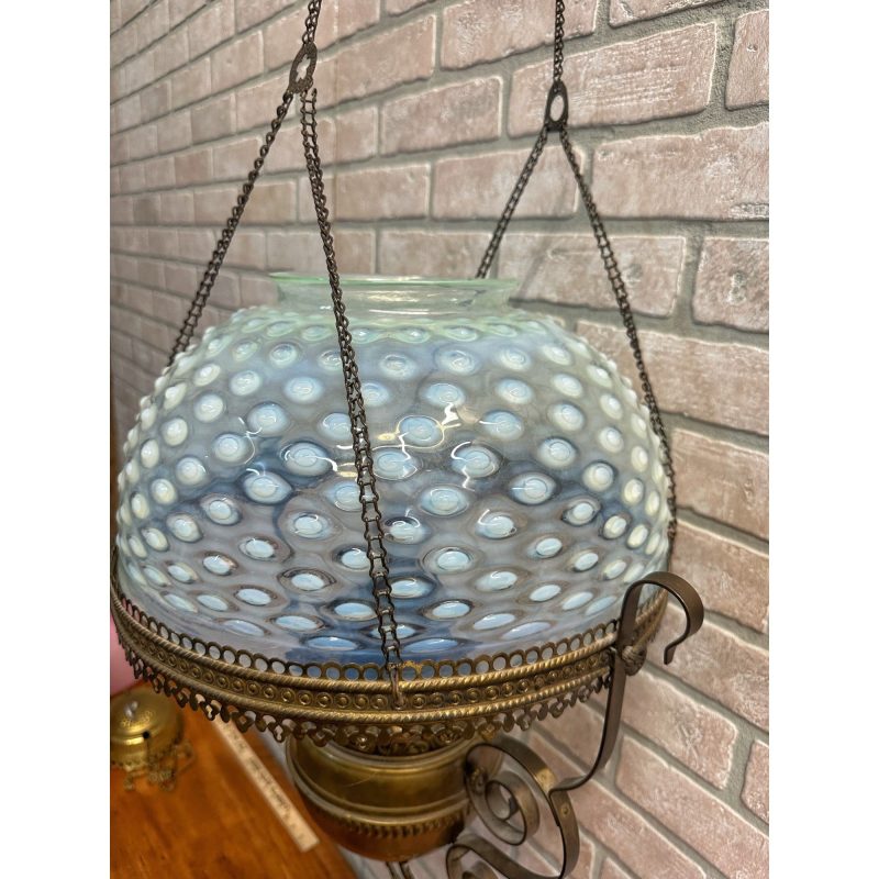 fb2FJHMa_6.jpg RARE Antique Victorian Blue Opalescent Shade Hanging Bradley Hubbard Oil Lamp