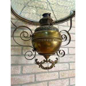 fb2FJHMa_7.jpg RARE Antique Victorian Blue Opalescent Shade Hanging Bradley Hubbard Oil Lamp