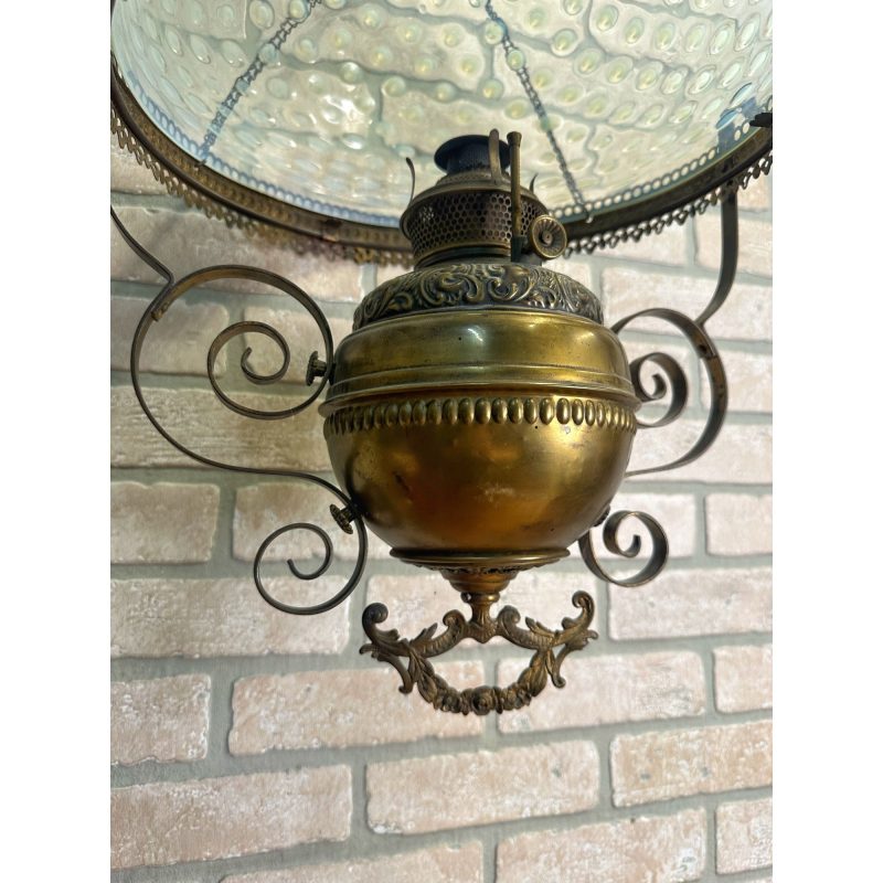 fb2FJHMa_7.jpg RARE Antique Victorian Blue Opalescent Shade Hanging Bradley Hubbard Oil Lamp