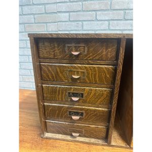 iJEnYsQundefined_1.jpg Vintage Early 1900s Tiger Oak Tabletop Desk Organizer 5-Drawer File Cabinet