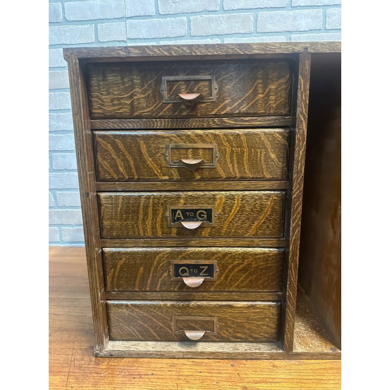 iJEnYsQundefined_2.jpg Vintage Early 1900s Tiger Oak Tabletop Desk Organizer 5-Drawer File Cabinet