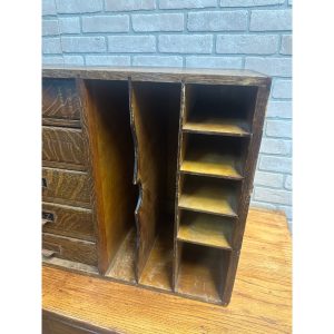 iJEnYsQundefined_3.jpg Vintage Early 1900s Tiger Oak Tabletop Desk Organizer 5-Drawer File Cabinet