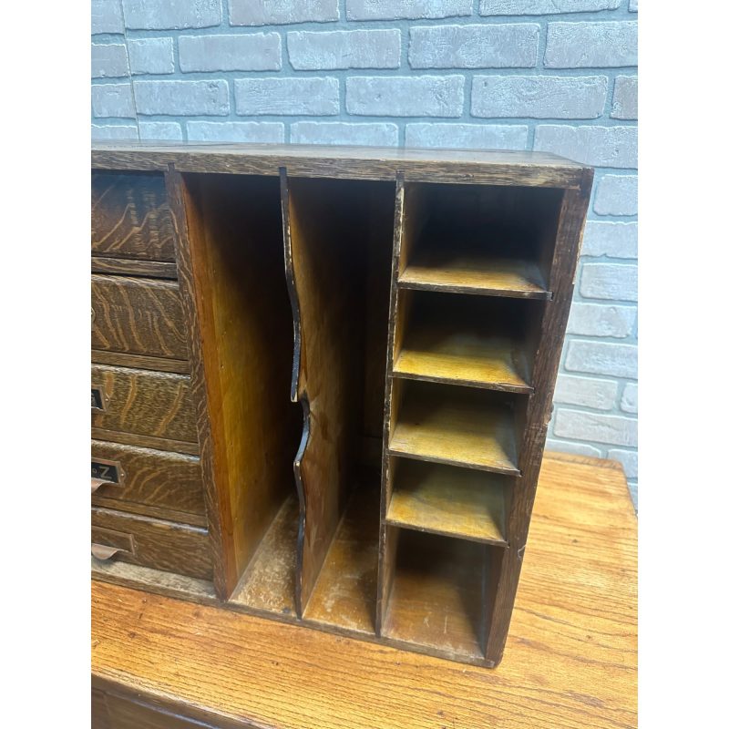 iJEnYsQundefined_3.jpg Vintage Early 1900s Tiger Oak Tabletop Desk Organizer 5-Drawer File Cabinet