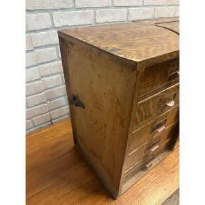 iJEnYsQundefined_8.jpg Vintage Early 1900s Tiger Oak Tabletop Desk Organizer 5-Drawer File Cabinet