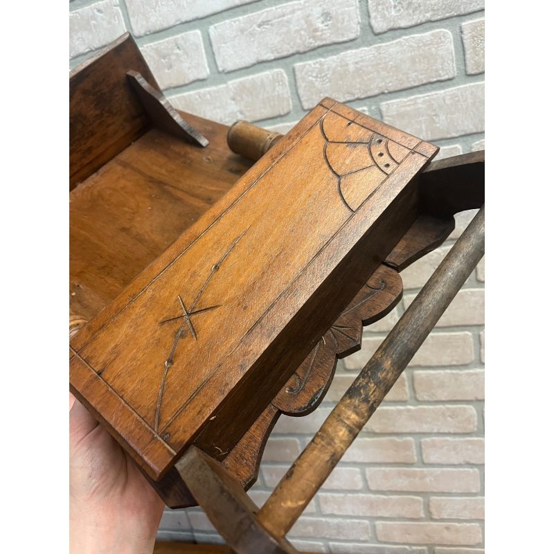 Antique Oak Eastlake Victorian Wall Pocket Shelf w/ Towel Rack & Candle Holders