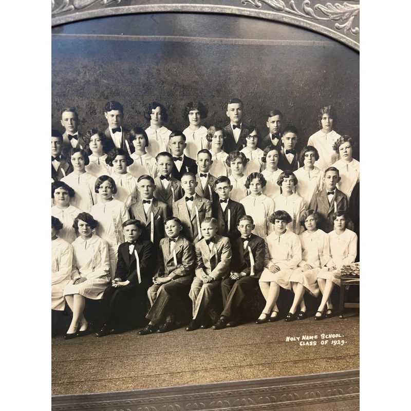 Antique Vintage Cabinet Photo Holy Name School Class of 1929 w/ Frame Sleeve