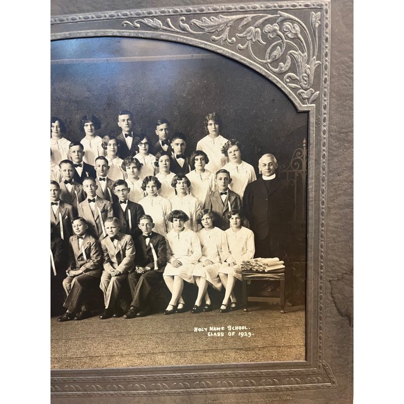 Antique Vintage Cabinet Photo Holy Name School Class of 1929 w/ Frame Sleeve
