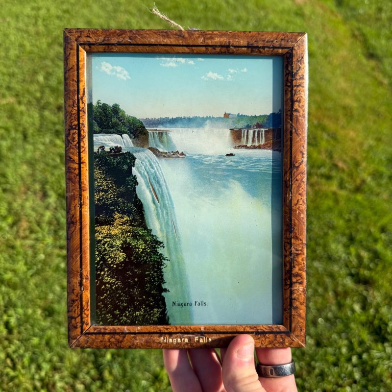 Vintage Niagara Falls Convex Picture Mother Of Pearl Framed Souvenir
