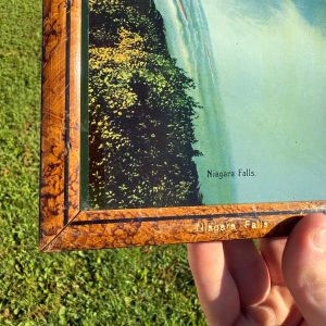 Vintage Niagara Falls Convex Picture Mother Of Pearl Framed Souvenir