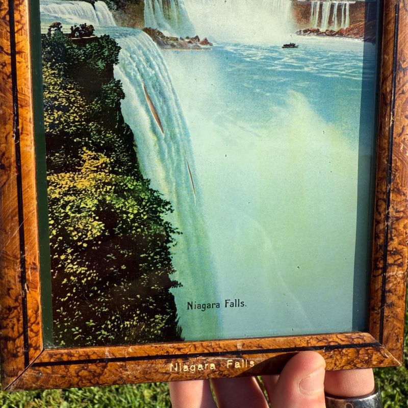 Vintage Niagara Falls Convex Picture Mother Of Pearl Framed Souvenir