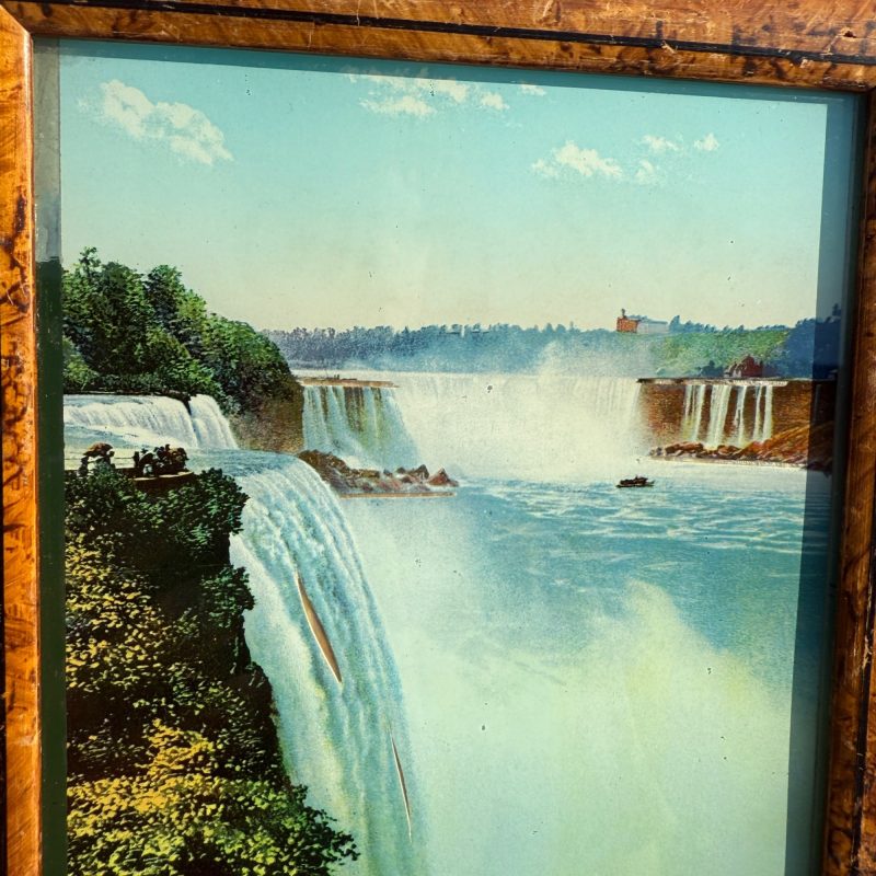Vintage Niagara Falls Convex Picture Mother Of Pearl Framed Souvenir