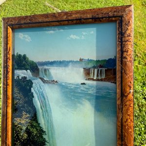 Vintage Niagara Falls Convex Picture Mother Of Pearl Framed Souvenir