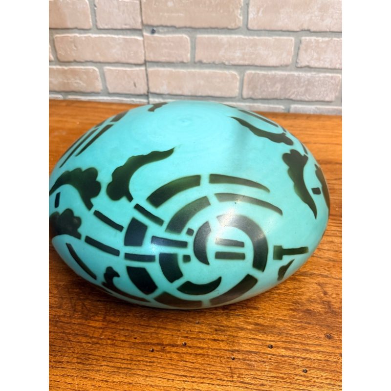 Vintage Art Nouveau Blue Green Mushroom Shade Lamp Arts & Crafts