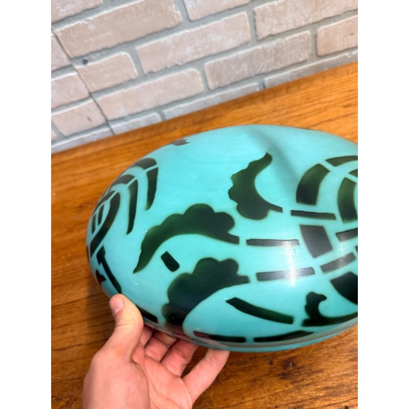 Vintage Art Nouveau Blue Green Mushroom Shade Lamp Arts & Crafts