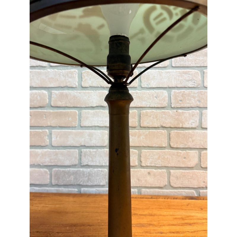 Vintage Art Nouveau Blue Green Mushroom Shade Lamp Arts & Crafts