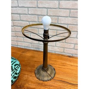 Vintage Art Nouveau Blue Green Mushroom Shade Lamp Arts & Crafts