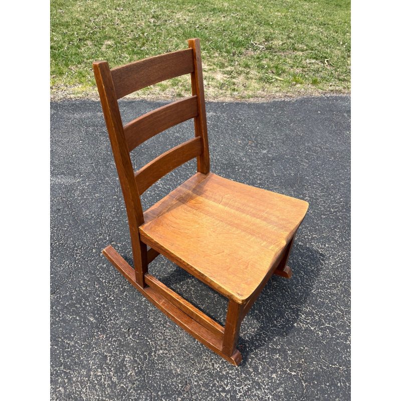 Original Signed L&JG Stickley Sewing Rocker Arts & Crafts Mission Chair